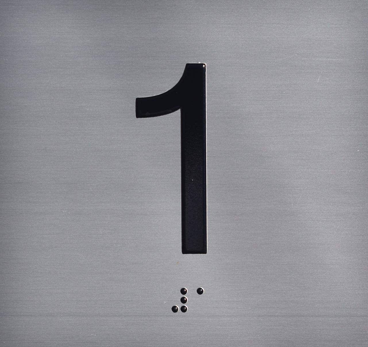 1st Floor Elevator Jamb Plate Sign with Braille and Raised Number