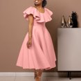 thumbnail image 2 of AURA Plus Size Summer Ruffle Sleeve High Waist Maxi Swing Dress Elegant Banquet Party Dress XL XXXL, 2 of 9