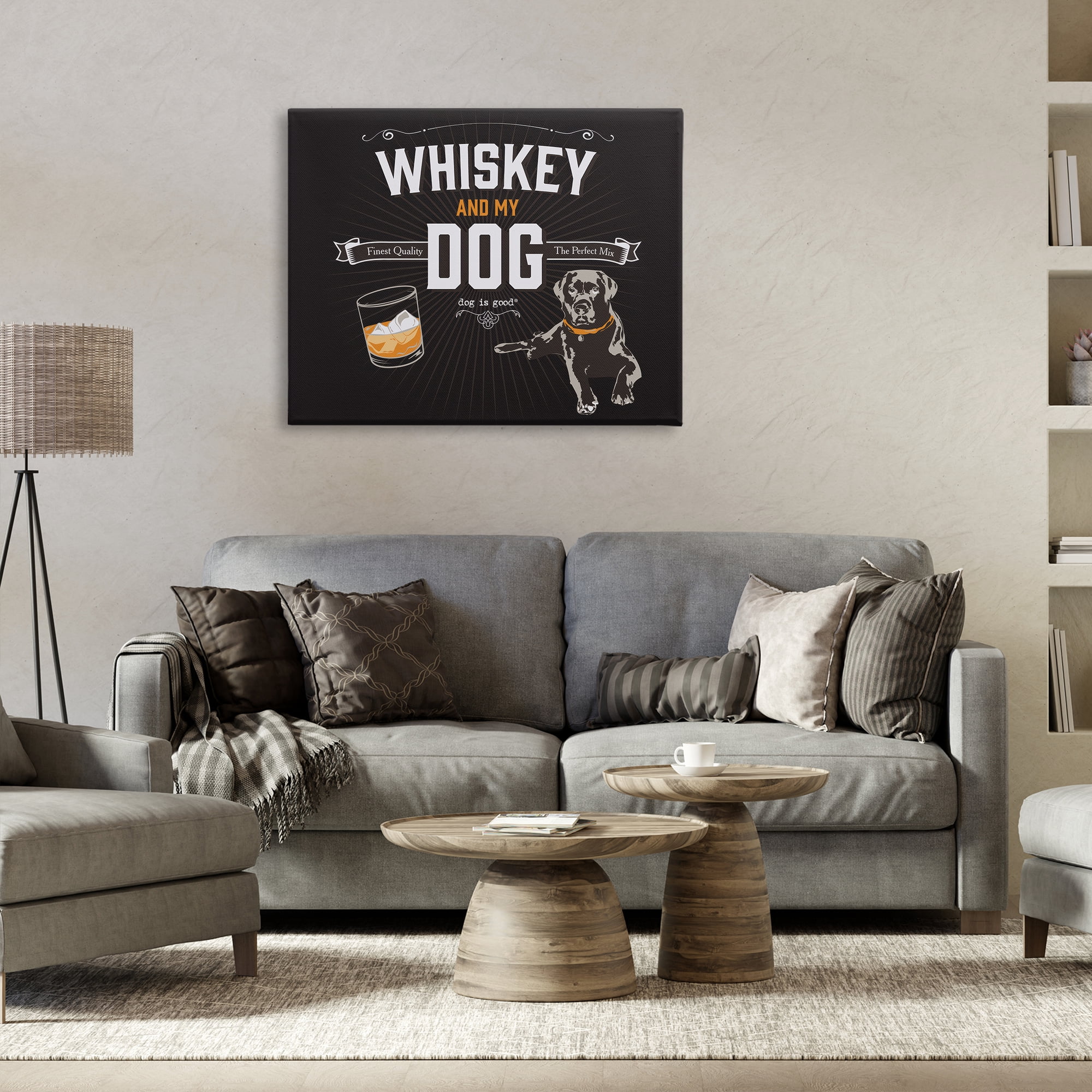Stupell Industries Whiskey & My Dog Animals Painting Wrapped Canvas Art Print Wall Art, 40 x 30
