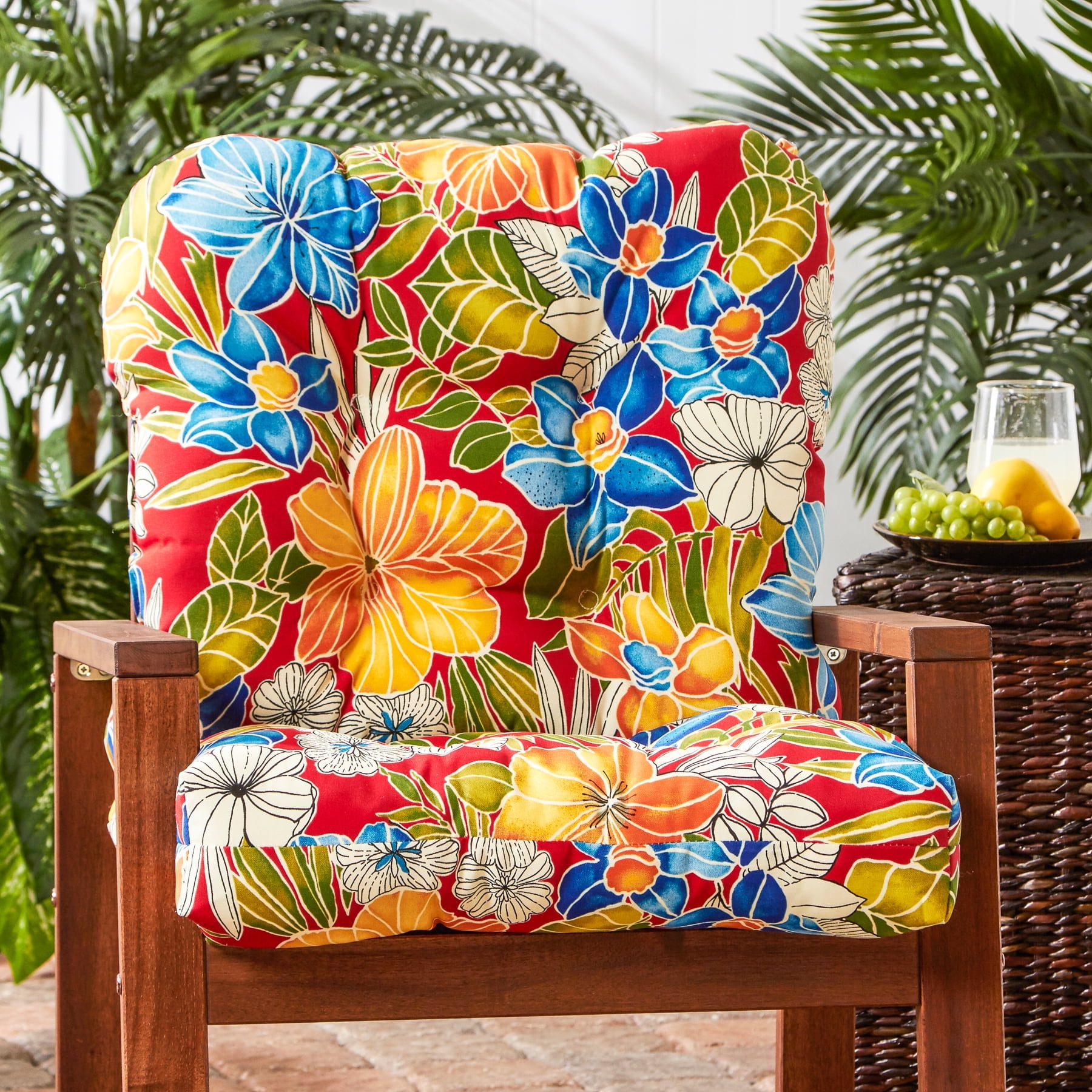 Greendale Home Fashions Outdoor Tufted 42'' x 21'' Chair Cushion, Aloha Red