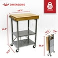 thumbnail image 4 of Origami Foldable Wheeled Portable Solid Wood Top Kitchen Island Bar Cart, 4 of 10