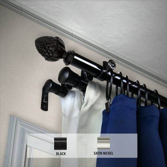 Domovina Morsel 13/16" Triple Curtain Rod-Color:Black,Size:28-48"