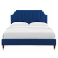 thumbnail image 6 of Modway Sienna Performance Velvet Queen Platform Bed in Navy, 6 of 10