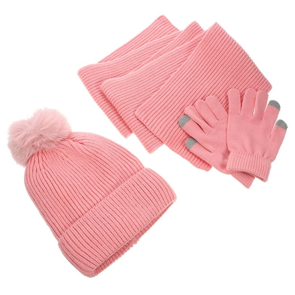HONITANO 1 Set Warm Scarf Winter Gloves Hat Women Woolen Yarn Touchscreen Compatible