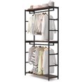 thumbnail image 6 of Tribesigns Free-standing Closet Organizer with 3 Storage Shelves and 2 Hanging Rod, Large Standing Clothes Garment Rack, 6 of 7