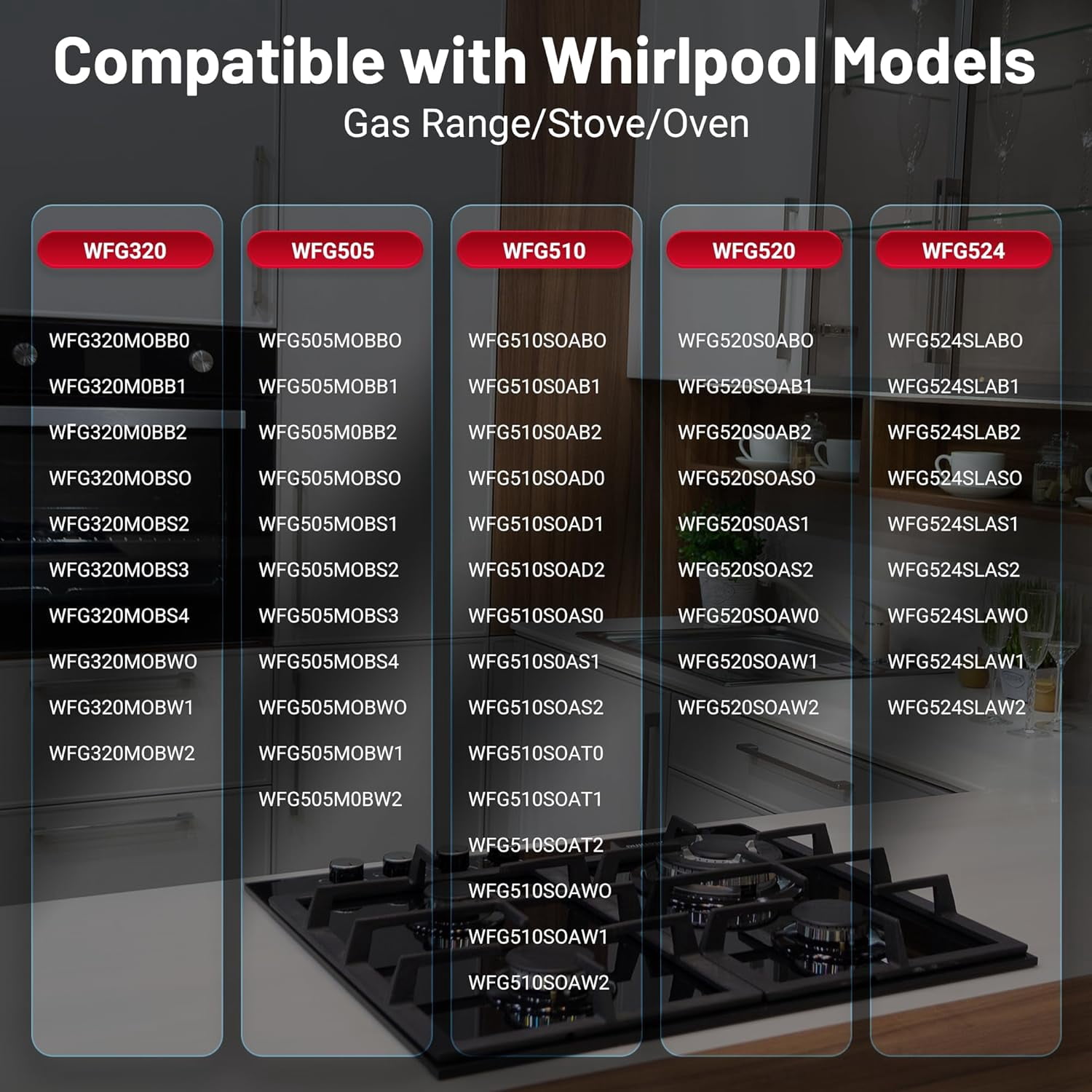 Upgraded W10339442 Stove Knobs Replacements for Whirlpool Gas Range, Replaces WPW10339442VP, 2311008, AP6019877, PS11753188, EAP11753188, 4 Pack