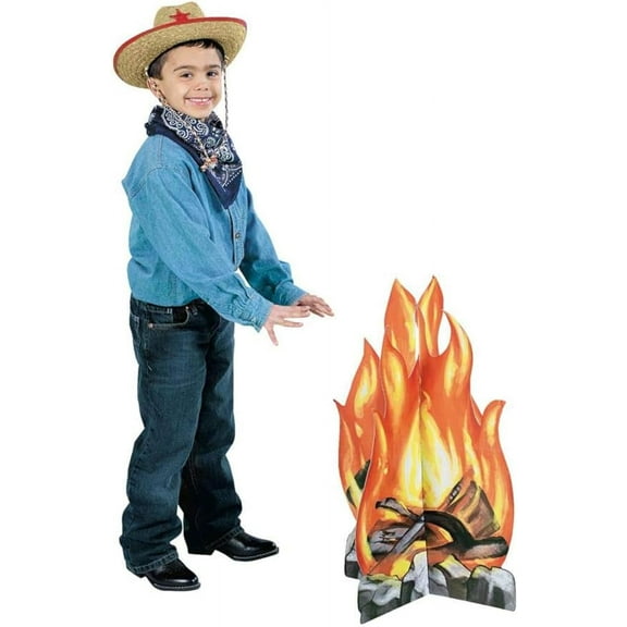 Fun Express Cardboard Campfire Stand-Up Decoration – Faux Campfire for Kids Ideal Parties Themed Events and Outdoor Fun – Fun Party Decor for Birthday Parties Gatherings & More – Multicolor 3 Pieces