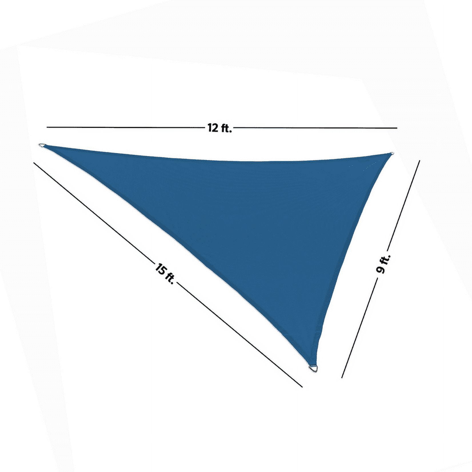 Coolaroo Coolhaven Outdoor Sun Shade Sail With Hardware Kit 95% UV Block Protection for Garden, Patio, Backyard, 15' x 12' x 9' Triangle, Sapphire
