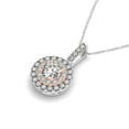 thumbnail image 2 of Pendentif Diamant Halo Rond en Or Rose Blanc 14k 1/2 cttw 18 Po, 2 of 4