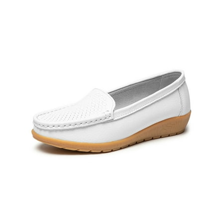 

Gomelly Womens Casual Shoes Comfort Loafers Driving Flats Lightweight Walking Work Moccasins White 5