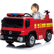 Pirecart Ride on Fire Truck Toys 12V Toddler Remote Control Electric Cars for Kids Boy Girl