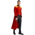 thumbnail image 3 of TiaoBug Men's Halloween Circus Ringmaster Costume Velvet Tailcoat Jacket Festive Rave Party Clubwear Red M, 3 of 7