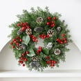 thumbnail image 5 of 18 Inch Artificial Christmas Wreath for Front Door Xmas Red Berry Wreath with Pine Needles Pine Cones Christmas Decorations for Winter Wall Outdoor Home Holiday Xmas Decor, 5 of 8