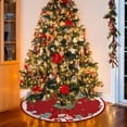 thumbnail image 5 of 15.74'' Buffalo Plaid Christmas Tree Skirt Claus Christmas Tree Pattern Rustic Farmhouse Christmas Tree Skirt Mat for New Year Xmas Party Decorations Home Yard Ornaments, 5 of 7