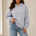 thumbnail image 5 of XRoczxe Women's Pullover Hoodie, Long Sleeve Fleece Sweatshirt with Kangaroo Pocket, Soft Casual Loose Fit Hooded Top for Fall Winter Lounge & Daily Wear, 5 of 8