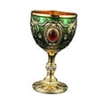 thumbnail image 2 of WeiLaiKeQi Wine Cup Tableware Bar Mini Chalice Collection Vintage Embossed Water Goblet Gold Green, 2 of 9