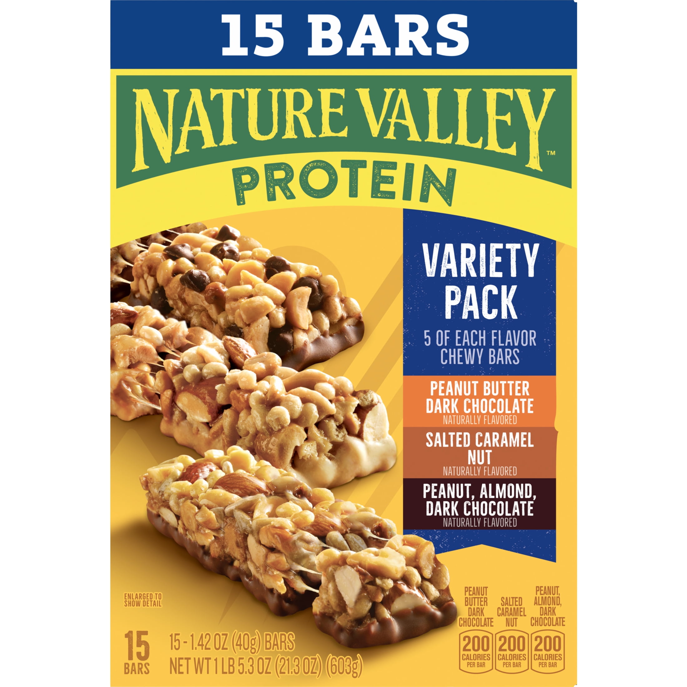 (6 pack) Nature Valley Protein Chewy Snack Bars, Variety Pack, 15 Bars, 21.3 oz