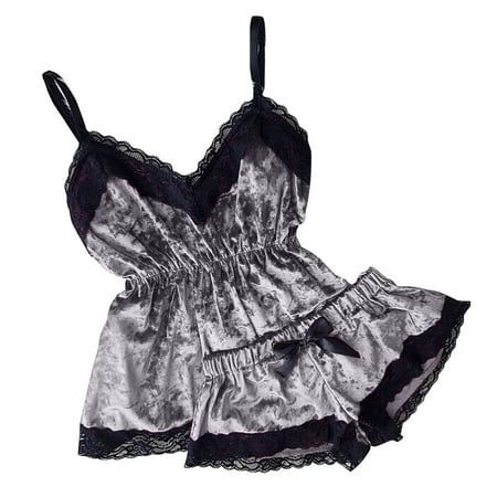 

BUIgtTklOP No Boundaries Shorts Summer Saving Clearance!Womens Shorts V-Neck Eyelash Lace Stain Camisole Pajamas Bowknot Shorts Set