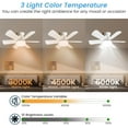 thumbnail image 4 of 1 PACK 16 inch Ceiling Fans with Lights and Remote Control,Low Profile Modern Ceiling Fans with 5 Reversible Blades,3 Colors Dimmable 6 Speeds Quiet, for Bedroom Kitchen Garage,White, 4 of 6