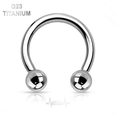 16G Titanium Internally Threaded Septum Ring, Horseshoe, Curved Barbell, Circular Bent Barbell, Balls Ends, Vital Body Jewelry