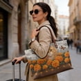 thumbnail image 2 of ZUXONGSY Cat Peony Butterfly Print Top Handle Bag for Women Fashion Pu Leather Tote Handbag Lightweight Weekender Bag with Zipper for Excursions Shopping, 2 of 6