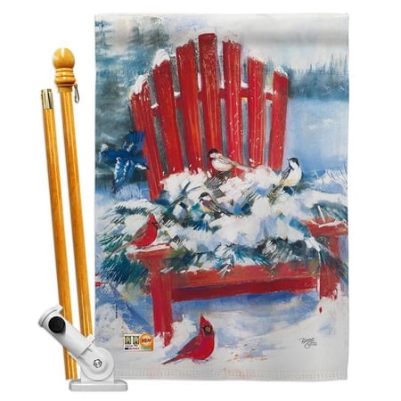 UPC: 0797277982299 | Breeze Decor BD-WT-HS-114193-IP-BO-D-US18-WA 28 x 40 in. Red Chair in Winter Wonderland Impressions Decorative Vertical Double Sided House Flag Set with Pole Bracket Hardware