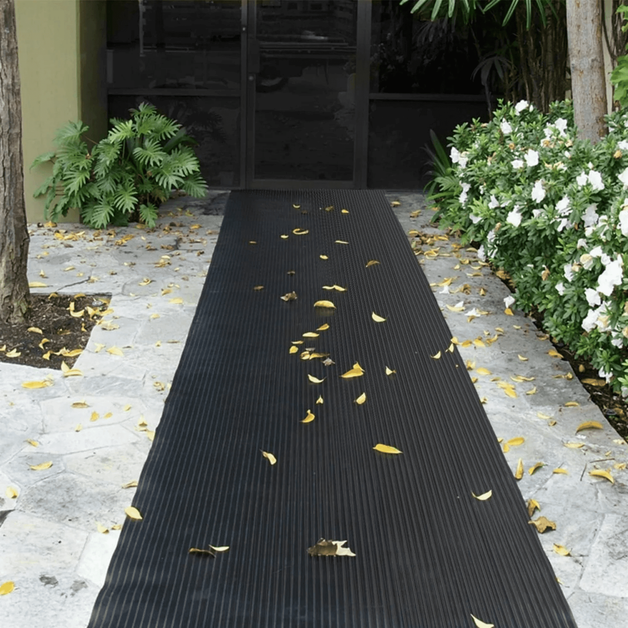 Qunbio Corrugated Rubber Floor Mat, 3.3ft x 9.8ft Fine Rib Heavy Duty Garage Floor Mat for Home, Entryway, Lab, Indoor Outdoor Floor Protection