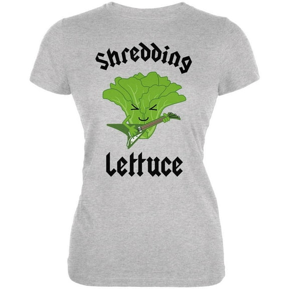 Vegetable Lettuce Shredding Heavy Metal Guitar Funny Juniors Soft T Shirt Heather SM