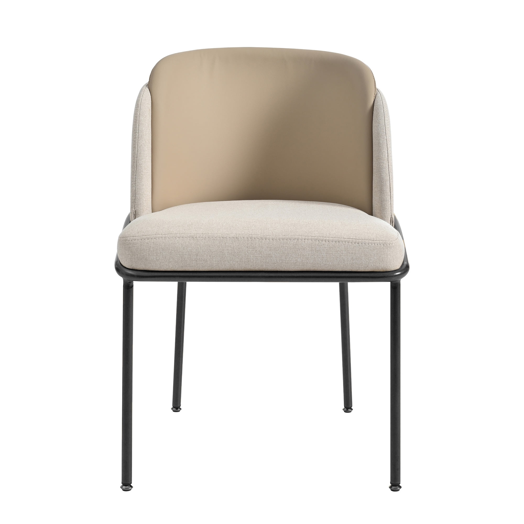 Noble House 2 Modern Chairs with Slanted Legs and Adjustable Feet (Beige)