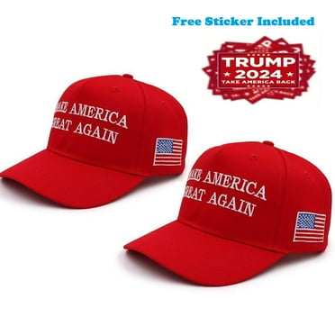 Trump 2024 MAGA Hat Make America Great Again Donald Trump Slogan with USA Flag Cap 2pcs