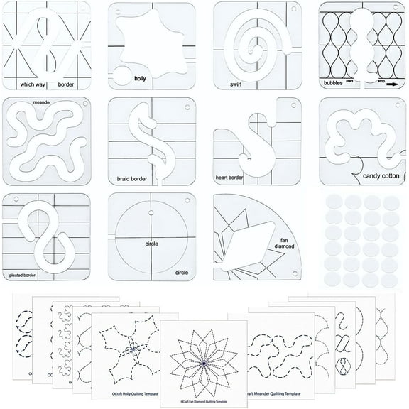 Sewing Patterns & Templates,11 Pcs Acrylic Quilting Templates,Quilting Stencils for Machine Quilting, Quilting Patterns -Making Creative Quilting Designs,Special-Shaped Hollow,6"×6"