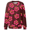 thumbnail image 4 of Womens Sweatshirts Fall Hoodless Crewneck Sweatshirt with Floral Prints Long Sleeve Pullover Top Casual Lounge Wear Sweatshirt XL, 4 of 5