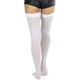 thumbnail image 2 of ToBeInStyle Women's Opaque Satin Bow Accent Thigh Highs - White/Red - One Size, 2 of 6
