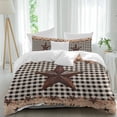 thumbnail image 2 of Texas Star Plaid Bedding 3 Piece Duvet Cover Set Queen Size, Farmhouse Black Brown Texas Vintage Soft Microfiber Comforter Cover with Zipper Closure & Pillowcases, Wrinkle & FadeResistant Quilt Cover, 2 of 9