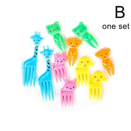 

10Pcs Mini Kids Animal Food Fruit Picks Forks Lunch Decor Tool[ Box W9R2