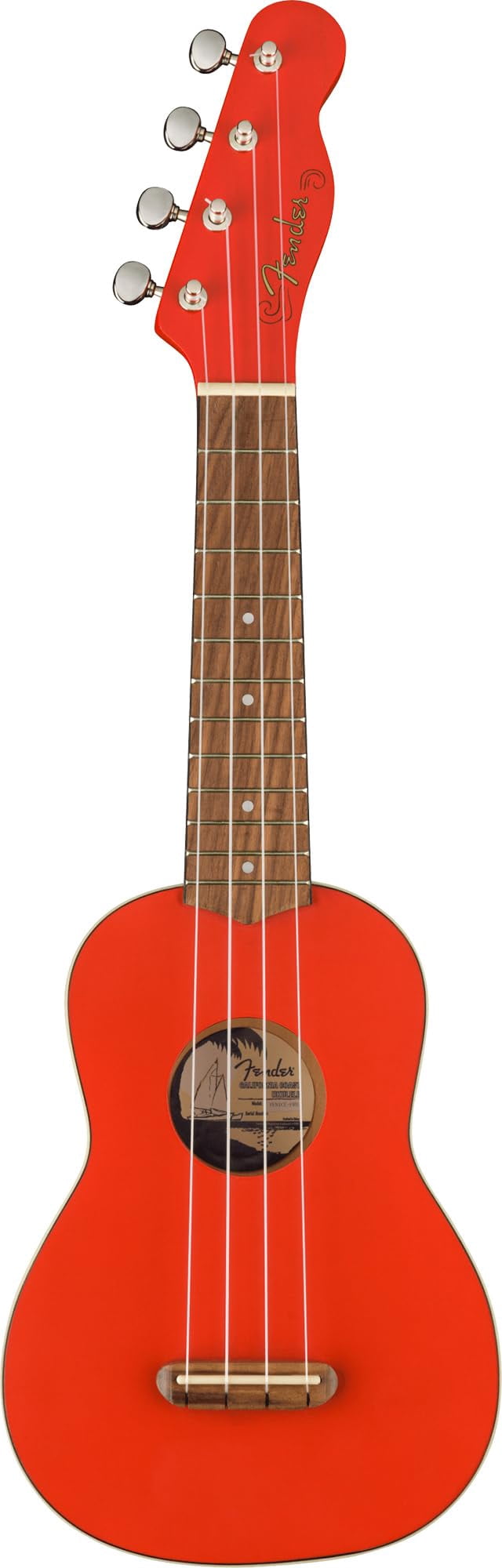 Fender Venice Soprano Ukulele - Fiesta Red Bundle with Gig Bag, Tuner, and Austin Bazaar Instructional Video