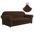 thumbnail image 2 of DyFun Traditional Couch Cover Stretch Sofa Slipcover, Jacquard Couch Cushion Protector Pet Friendly (Chocolate, Loveseat), 2 of 7