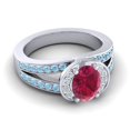 thumbnail image 3 of 2.35 Carat Oval Cut Red Ruby & Aquamarine Gemstone Beautiful Anniversary Ring for Ladies Solid 14K White Gold Size 10.5 by Diamond-Capitals, 3 of 8