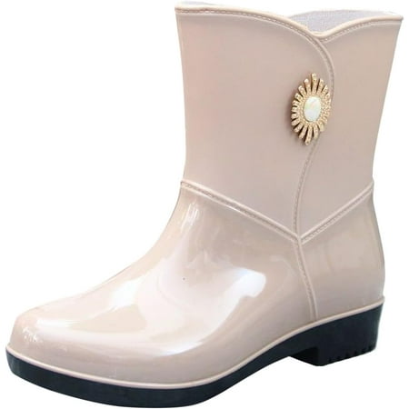 

Womens Rain Boots Wide Calf Women s Mid-Calf Waterproof Garden Shoes Comfort Rubber Boot for Women