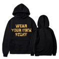 thumbnail image 4 of Women Black Wear Your Own Story Motivational Quote Graphic Hoodie with Drawstring Casual Pullover Sweatshirt, 4 of 5