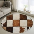thumbnail image 3 of 4ft Washable Round Rug, Denim Cow Non-Slip Circle Area Rug for Living Room Bedroom, Western Cowboy Indoor Floor Mat for Home Decor, 3 of 9