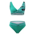 thumbnail image 4 of Hinvhai Plus size Swimsuits clearance Women's Printing Bikini Chest Pad Swimsuit Beachwear Set Green 12(XXL), 4 of 7