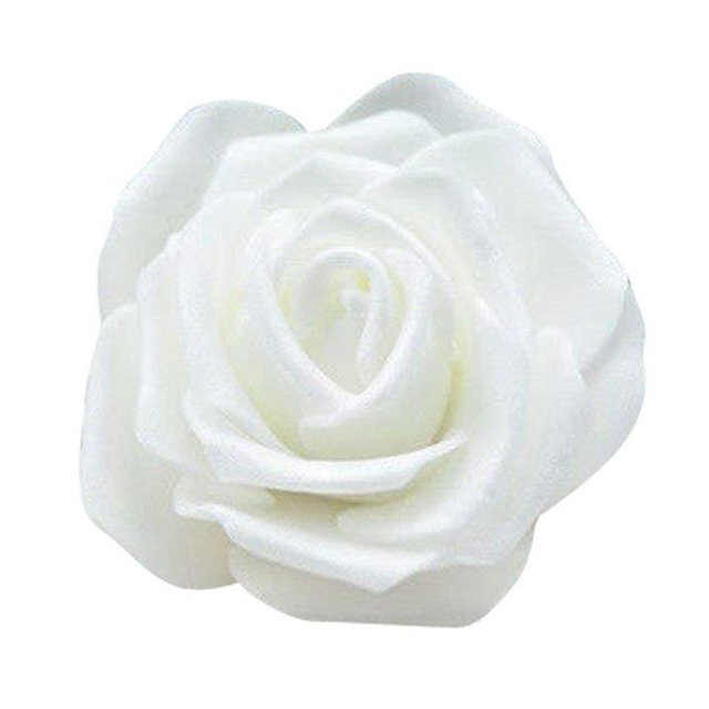 Advancent Paquete de 50 flores biónicas artificiales, rosas de simulación de espuma PE, decoraciones de flores falsas, regalos de compromiso para bodas y Kits de decoración para fiestas Blanco Advancent JJ18310-05