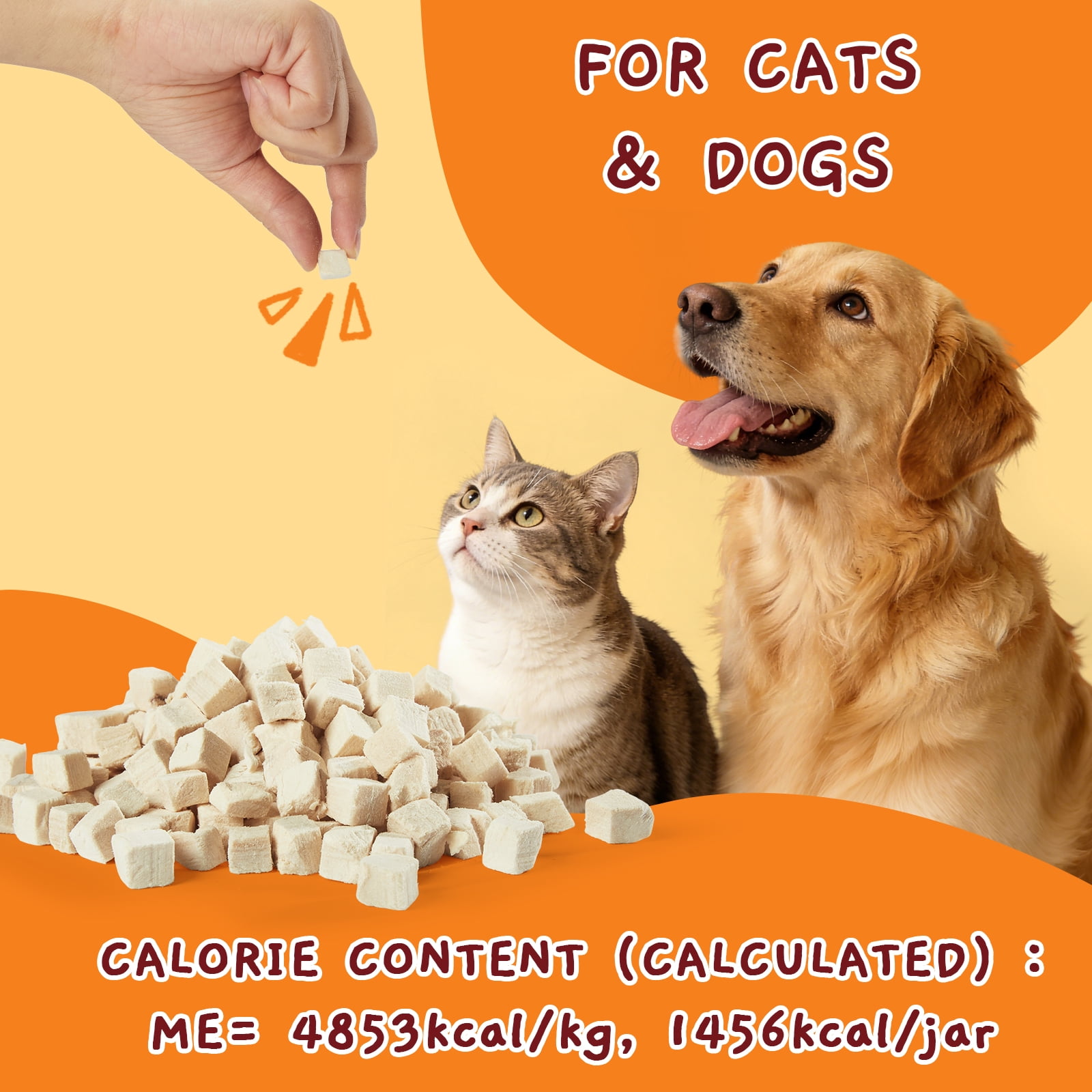 Jungle Calling Freeze Dried Cat and Dog Treats, Single Ingredient Chicken Cube Cat Treats, Dog Snacks for Training