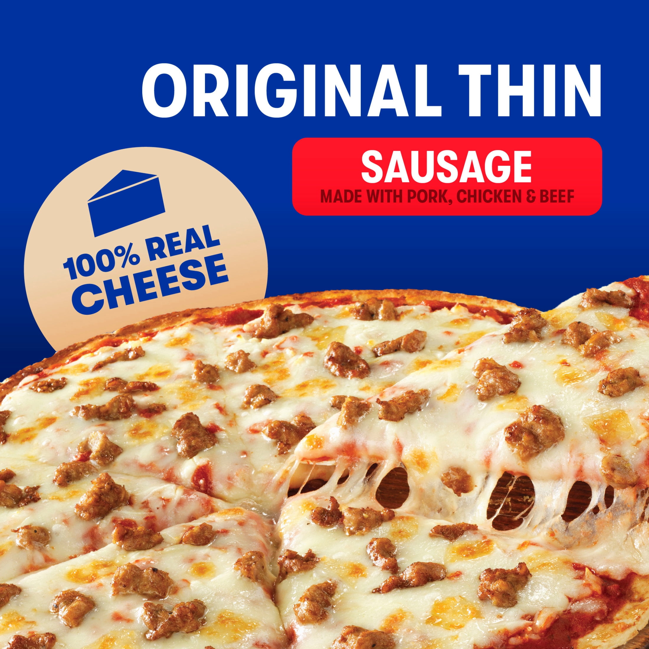 Jack's Frozen Meat Pizza, Sausage and Cheese, Original Thin Crust Pizza for Grilling, 14.9 oz (Frozen)