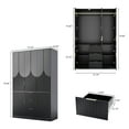 thumbnail image 2 of TOKSOM 47.2" Black 3-Door Wardrobe Closet with 2 Hanging Rods & 3 Drawers, Freestanding Clothes Organizer with 2 Storage Cabinets, Modern Wooden Armoire for Bedroom, Apartment, Dorm, 2 of 12