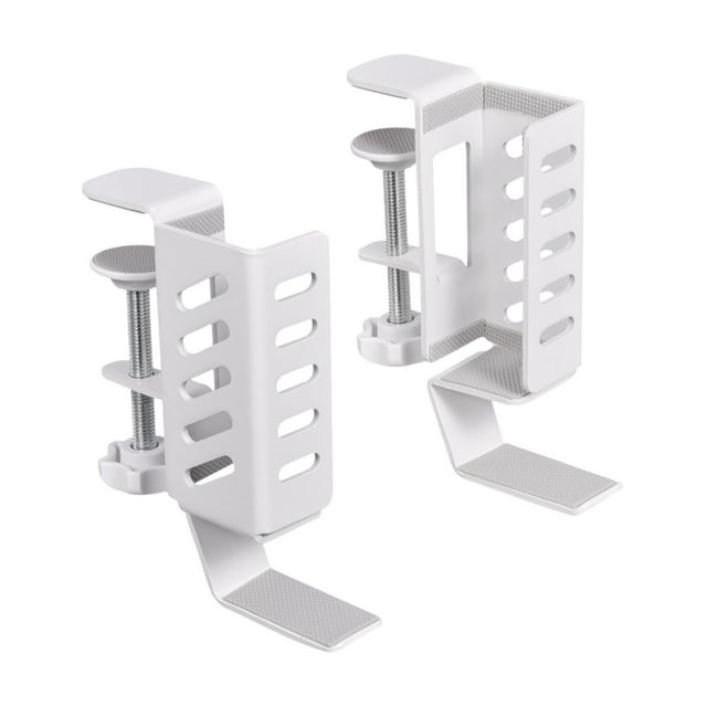 Bunblic Clamp-on Laptop Holder Desktop Cable Management Tray Space-saving 5kg Load Bearing Solid Tabletop Organizer for Domestic File White
