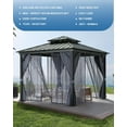 thumbnail image 6 of Twister.CK 10x12ft Gazebo, Hardtop Double Roof Canopy with Netting and Curtains, Outdoor Galvanized Iron Aluminum Frame Garden Tent for Patio, Backyard, Deck, Lawns, Gray, 6 of 7