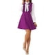 thumbnail image 2 of Vestidos con cuello de lazo para mujeres, vestido vintage de manga larga de los años 60, color contrastante, morado, 2 of 6