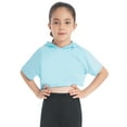 thumbnail image 5 of Hansber Kids Girls Short Sleeve Hooded Crop Top Solid Color Short Hooded Sweatshirt Stage Performance Light Blue 8, 5 of 7